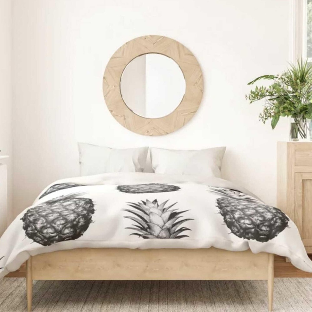 SOCIETY 6  Black & White Pineapple Duvet Cover